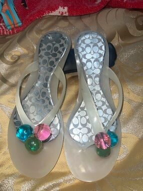 New Coach Madlena Clear Jelly Sandals With Baubles- Size 8.5